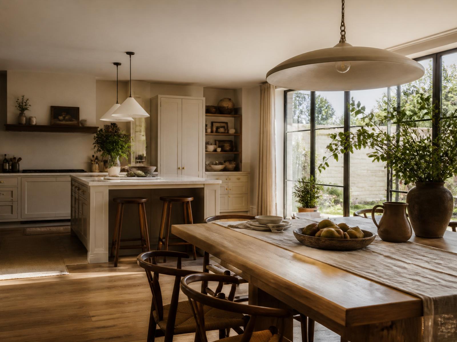 The Willow Collection — an open-plan Oxfordshire kitchen and dining space with Crittall doors onto a walled garden